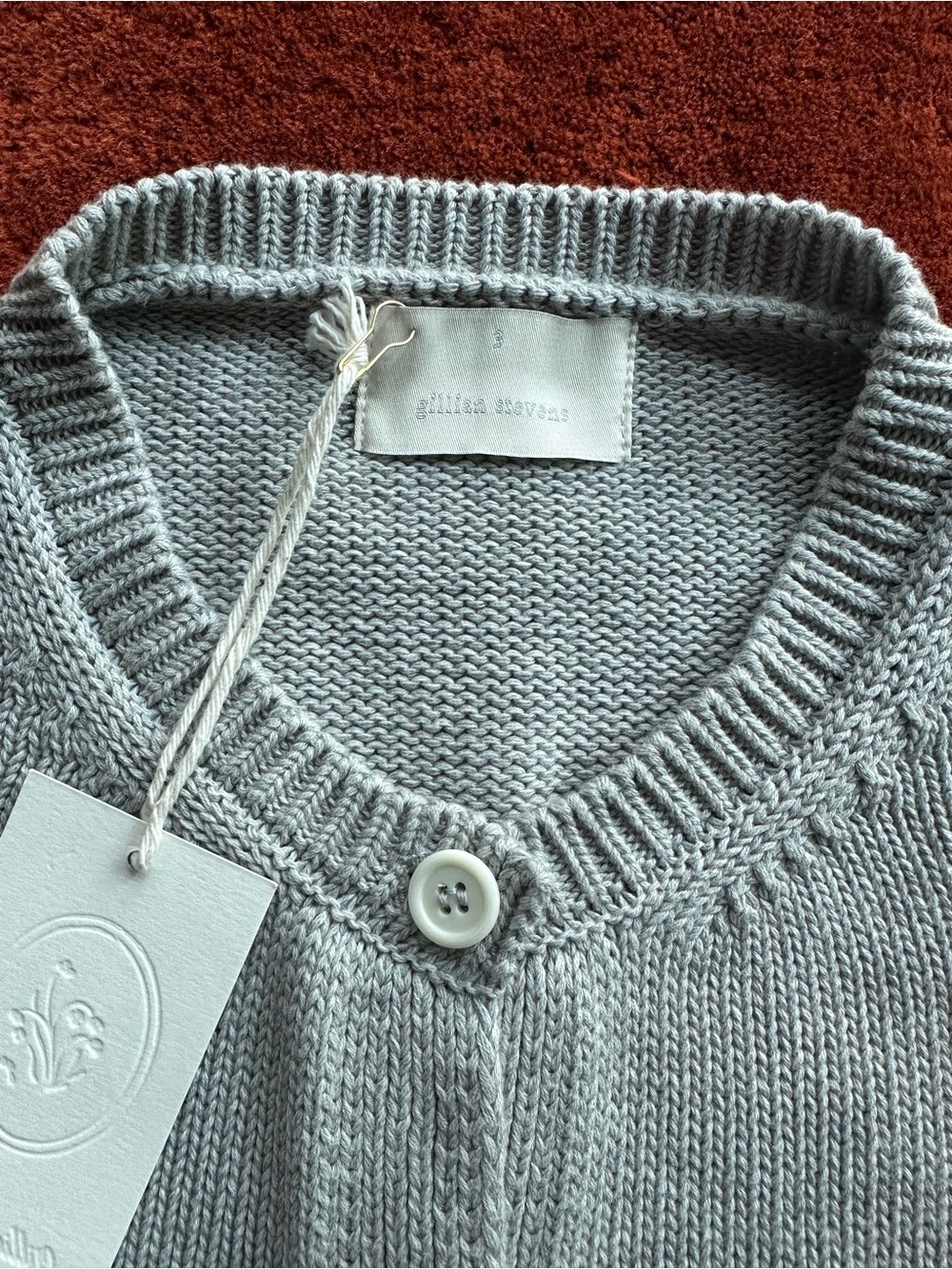Gillian Stevens Rosemary Cardigan in Pebble - Picture 3 of 11